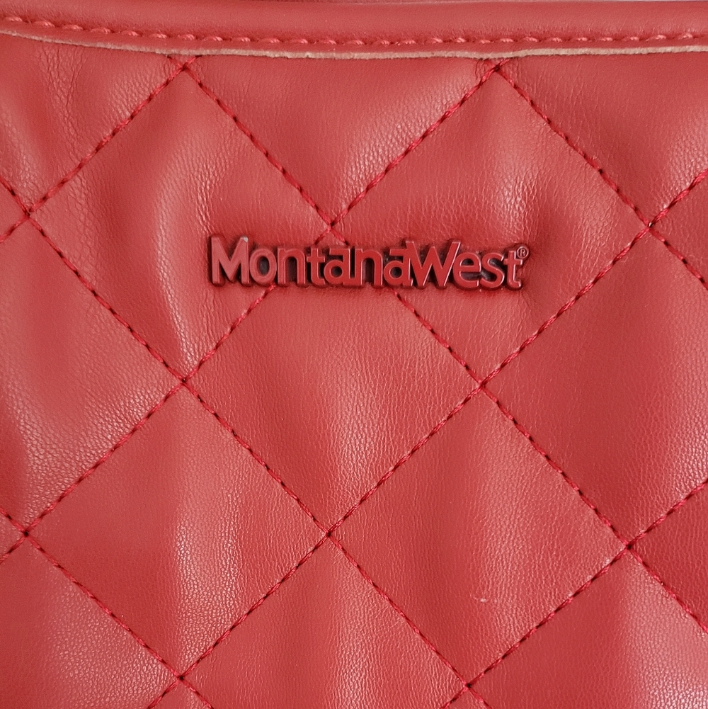 Montana West Vibrant Red Quilted Tote - Picture 2 of 7
